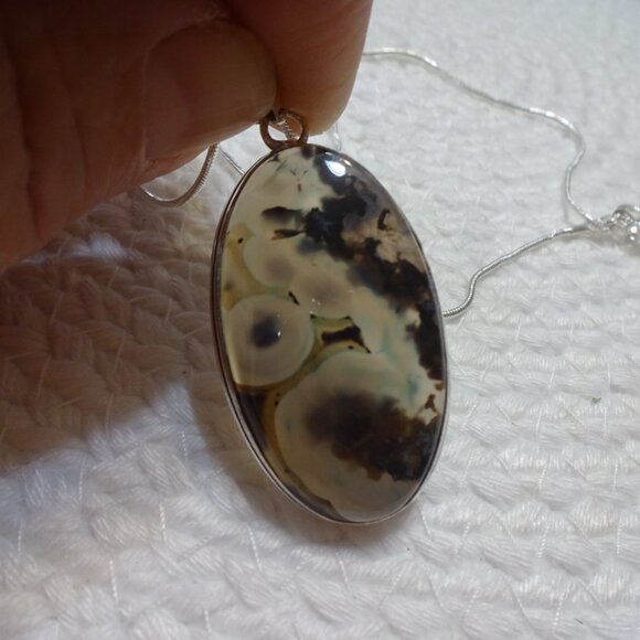 Natural STICK AGATE Handmade Sterling 925 Pendant/Chain #914C - Picture 2 of 3